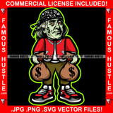 Born In The Streets Gangster President Ben Franklin Suit Face Tattoos Cash Bandanna Money Bags Hip Hop Rap Rapper Plug Trap Street Hood Ghetto Swag Thug Drip Savage Gangsta Famous Hustle Rich Art Graphic Design Print Printing Vector SVG Cut File