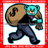 Gangster Boss Teddy Bear Angry Face Big Cash Money Bag Scar Face Black Suit  Hip Hop Rap Plug Trap Street Hood Ghetto Swag Thug Drip Dripping Art Graphic Design Logo T-Shirt Print Printing JPG PNG SVG Vector Cut File