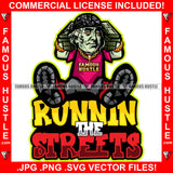 Runnin The Streets Gangster President Ben Franklin Suit Face Tattoos Bandanna Two Money Stacks Cash Phone Rich Hip Hop Rap Plug Trap Hood Ghetto Thug Boss Famous Hustle Rich Quote Art Graphic Design Logo T-Shirt Print Printing JPG PNG SVG Vector Cut File