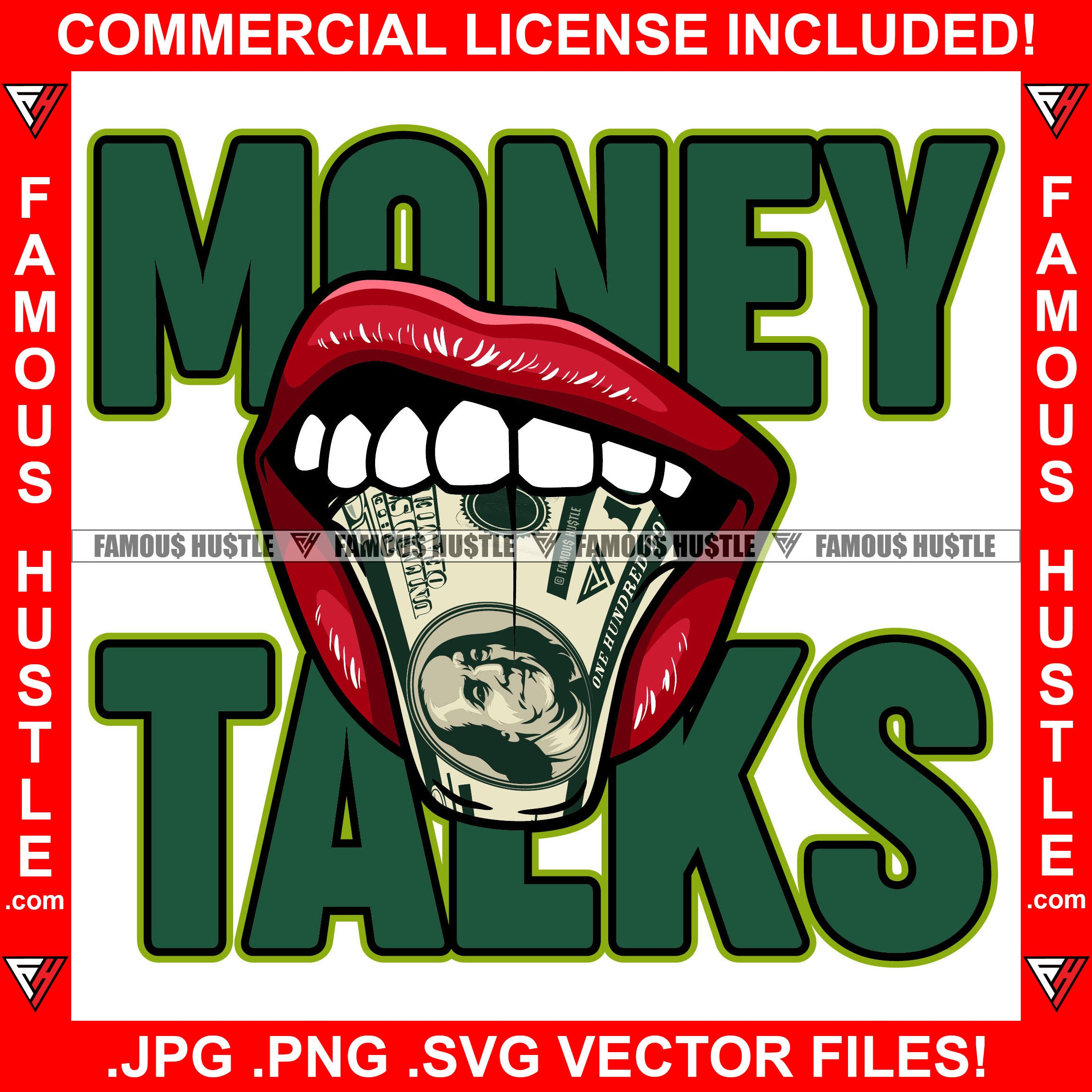 Money Talks Cash Tongue Stick Out Sticking Out Of Mouth Hip Hop Rap Rapper Plug Trap Street Hood Ghetto Swag Thug Hustler Hustling Flex Drip Boss Famous Hustle Quote Art Graphic Design Logo T-Shirt Print Printing JPG PNG SVG Vector Cut File