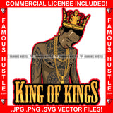 King Of Kings Black Gangster Man No Shirt Body Tattoo Gold Necklace Jewelry Hip Hop Rap Plug Trap Street Hood Ghetto Swag Thug Hustler Hustling Famous Hustle Baller Trapper Quote Art Graphic Design Logo T-Shirt Print Printing JPG PNG SVG Vector Cut File
