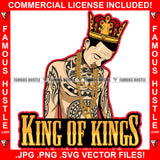 King Of Kings Gangster Man No Shirt Body Tattoo Gold Necklace Jewelry Hip Hop Rap Rapper Plug Trap Street Hood Ghetto Swag Thug Hustler Hustling Famous Hustle Baller Trapper Quote Art Graphic Design Logo T-Shirt Print Printing JPG PNG SVG Vector Cut File