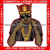 King Black Gangster Man Sunglasses Gold Plug Necklace Chain Rings Jewelry Hip Hop Rap Plug Trap Street Hood Ghetto Swag Thug Hustler Hustling Famous Hustle Baller Trapper Art Graphic Design Logo T-Shirt Print Printing JPG PNG SVG Vector Cut File
