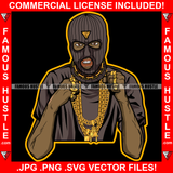 Gangsta Swag Black Gangster Man Ski Mask Gold Jewelry Rings Plug Necklace Face Mask Hip Hop Rap Plug Trap Street Hood Ghetto Swag Thug Hustling Famous Hustle Baller Trapper Art Graphic Design Logo T-Shirt Print Printing JPG PNG SVG Vector Cut File