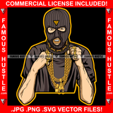 Gangsta Swag Gangster Man Ski Mask Gold Jewelry Rings Plug Necklace Face Mask Hip Hop Rap Plug Trap Street Hood Ghetto Swag Thug Hustler Hustling Famous Hustle Baller Trapper Art Graphic Design Logo T-Shirt Print Printing JPG PNG SVG Vector Cut File