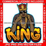 King Black Gangster Man Sunglasses Gold Plug Necklace Chain Rings Jewelry Hip Hop Rap Plug Trap Street Hood Ghetto Swag Thug Hustler Hustling Famous Hustle Baller Trapper Quote Art Graphic Design Logo T-Shirt Print Printing JPG PNG SVG Vector Cut File