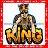 King Gangster Man Sunglasses Gold Plug Necklace Chain Rings Jewelry Hip Hop Rap Rapper Plug Trap Street Hood Ghetto Swag Thug Hustler Hustling Famous Hustle Baller Trapper Quote Art Graphic Design Logo T-Shirt Print Printing JPG PNG SVG Vector Cut File