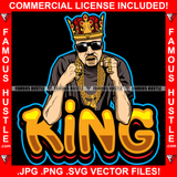 King Gangster Man Sunglasses Gold Plug Necklace Chain Rings Jewelry Hip Hop Rap Rapper Plug Trap Street Hood Ghetto Swag Thug Hustler Hustling Famous Hustle Baller Trapper Quote Art Graphic Design Logo T-Shirt Print Printing JPG PNG SVG Vector Cut File