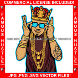 King Gangster Man Sunglasses Gold Plug Necklace Chain Rings Jewelry Tattoo Hip Hop Rap Plug Trap Street Hood Ghetto Swag Thug Hustling Famous Hustle Baller Trapper Art Graphic Design Logo T-Shirt Print Printing JPG PNG SVG Vector Cut File