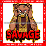 Famous Hustle Gangster Teddy Bear Gold Teeth Grinning Ski Mask Chains Jewelry Tattoo Robber Face Hip Hop Rap Rapper Plug Trap Street Hood Ghetto Thug Hustler Hustling Drip Quote Art Graphic Design Logo T-Shirt Print Printing JPG PNG SVG Vector Cut File
