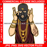 Gangster Hustle White Male Man Ski Mask Lots Of Gold Jewelry Arm Tattoo Robber Face Mask Hip Hop Rap Rapper Plug Trap Street Hood Ghetto Thug Hustler Hustling Drip Famous Hustle Art Graphic Design Logo T-Shirt Print Printing JPG PNG SVG Vector Cut File
