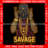 Savage Dripping Gangster Man Ski Mask Gold Teeth Jewelry Rings Necklace Face Mask Hip Hop Rap Plug Trap Street Hood Ghetto Swag Thug Hustling Famous Hustle Baller Trapper Quote Art Graphic Design Logo T-Shirt Print Printing JPG PNG SVG Vector Cut File