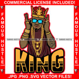 King Black Gangster Man Sunglasses Gold Plug Necklace Chain Rings Jewelry Tattoo Hip Hop Rap Plug Trap Street Hood Ghetto Swag Thug Hustling Famous Hustle Baller Trapper Quote Art Graphic Design Logo T-Shirt Print Printing JPG PNG SVG Vector Cut File