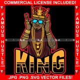 King Black Gangster Man Sunglasses Gold Plug Necklace Chain Rings Jewelry Tattoo Hip Hop Rap Plug Trap Street Hood Ghetto Swag Thug Hustling Famous Hustle Baller Trapper Quote Art Graphic Design Logo T-Shirt Print Printing JPG PNG SVG Vector Cut File