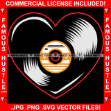 Heart Shape Vinyl Record Dee Jay Dj Musician Hip Hop Rap Rapper Plug Trap Street Hood Ghetto Swag Thug Hustler Hustling Famous Hustle Baller Trapper Art Graphic Design Logo T-Shirt Print Printing JPG PNG SVG Vector Cut File