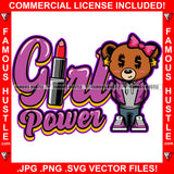 Girls Power Female Famous Hustle Teddy Bear Dollar Sign Eyes Woman Jewelry Tattoo Girl Hip Hop Rap Hustler Boss Lady Drip Swag Trap Baller Hood Thug Gang Street Rich Quote Art Graphic Design Logo T-Shirt Print Printing JPG PNG SVG Vector Cut File