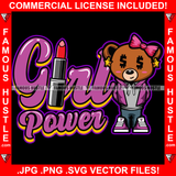 Girls Power Female Famous Hustle Teddy Bear Dollar Sign Eyes Woman Jewelry Tattoo Girl Hip Hop Rap Hustler Boss Lady Drip Swag Trap Baller Hood Thug Gang Street Rich Quote Art Graphic Design Logo T-Shirt Print Printing JPG PNG SVG Vector Cut File