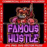 Famous Hustle Gangster Killer Teddy Bear Cutting Op Opp Heads Off Knife Blood Creepy Horror Tattoo Hip Hop Rap Trap Hood Gang Mafia Mob Quote Art Graphic Design Logo T-Shirt Print Printing JPG PNG SVG Vector Cut File