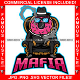 Mafia Donut Cartoon Character Boss Black Hat Suit Smoking Glasses Hip Hop Rap Rapper Plug Trap Street Hood Ghetto Swag Thug Hustler Hustling Famous Hustle Baller Trapper Quote Art Graphic Design Logo T-Shirt Print Printing JPG PNG SVG Vector Cut File