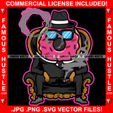 Mafia Donut Cartoon Character Boss Black Hat Suit Smoking Glasses Hip Hop Rap Rapper Plug Trap Street Hood Ghetto Swag Thug Hustler Hustling Famous Hustle Baller Trapper Art Graphic Design Logo T-Shirt Print Printing JPG PNG SVG Vector Cut File