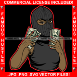 Savage Black Sexy Gangster Lady Female Ski Mask Victory Sign Cash Money Hands Hip Hop Rap Plug Trap Street Hood Ghetto Swag Thug Hustler Hustling Famous Hustle Art Graphic Design Logo T-Shirt Print Printing JPG PNG SVG Vector Cut File