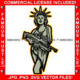 Sexy Lady Statue Of Liberty Holding Shotgun Gun Freedom Military Gun Rights 2nd Amendment Tattoo Hip Hop Rap Hustler Boss Drip Swag Plug Trap Hood Thug Gang Street Famous Hustle Art Graphic Design Logo T-Shirt Print Printing JPG PNG SVG Vector Cut File