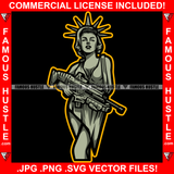 Sexy Lady Statue Of Liberty Holding Shotgun Gun Freedom Military Gun Rights 2nd Amendment Tattoo Hip Hop Rap Hustler Boss Drip Swag Plug Trap Hood Thug Gang Street Famous Hustle Art Graphic Design Logo T-Shirt Print Printing JPG PNG SVG Vector Cut File