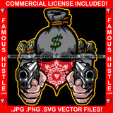 Savage Black Gangster Money Bag Cartoon Character Skull Face Mask Pistol Gun Cash Bags Hip Hop Trap Street Hood Ghetto Thug Hustler Famous Hustle Art Graphic Design Logo T-Shirt Print Printing JPG PNG SVG Vector Cut File