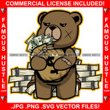 Bag Religion Teddy Bear Scar Angry Face Cash Money Bab Bundles Hip Hop Rap Rapper Plug Trap Street Hood Ghetto Swag Thug Hustler Hustling Famous Hustle Baller Trapper Art Graphic Design Logo T-Shirt Print Printing JPG PNG SVG Vector Cut File