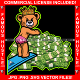 Famous Hustle Gangster King Scar Face Teddy Bear Cash Money Swimming Pool Ready For Jump Plug Trap Street Hood Ghetto Swag Thug Hustler Hustling Drip Rich Art Graphic Design Logo T-Shirt Print Printing JPG PNG SVG Vector Cut File