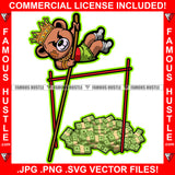 Famous Hustle Gangster King Scar Face Teddy Bear Gold Jewelry Cash Money Bundles For Jump Pole Vault Plug Trap Street Hood Ghetto Swag Thug Hustler Hustling Drip Rich Art Graphic Design Logo T-Shirt Print Printing JPG PNG SVG Vector Cut File
