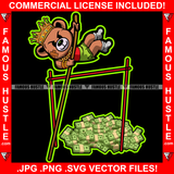 Famous Hustle Gangster King Scar Face Teddy Bear Gold Jewelry Cash Money Bundles For Jump Pole Vault Plug Trap Street Hood Ghetto Swag Thug Hustler Hustling Drip Rich Art Graphic Design Logo T-Shirt Print Printing JPG PNG SVG Vector Cut File
