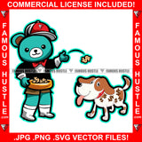 Mind On My Money Cute Teddy Bear Cap Dollar Sign Biscuits Dog Cach Money Bags Hip Hop Rap Rapper Plug Trap Street Hood Hustler Hustling Famous Hustle Baller Trapper Art Graphic Design Logo T-Shirt Print Printing JPG PNG SVG Vector Cut File