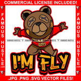 I'm Fly Gangster Teddy Bear Stitched Eyes Patch No Heart Gold Chain Necklace College Sweater Jumping Hip Hop Rap Trap Street Hood Ghetto Thug Hustler Hustling Famous Hustle Quote Art Graphic Design Logo T-Shirt Print Printing JPG PNG SVG Vector Cut File