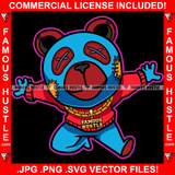 Heartless Gangster Teddy Bear Stitched Eyes Patch No Heart Gold Chain Necklace College Sweater Jumping Hip Hop Rap Trap Street Hood Ghetto Thug Hustler Hustling Famous Hustle Art Graphic Design Logo T-Shirt Print Printing JPG PNG SVG Vector Cut File