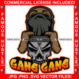 Gang Gang Black Man Ski Mask Skeleton Face Coming Out Mask Horror Hip Hop Rap Rapper Plug Trap Street Hood Ghetto Thug Hustler Flex Drip Famous Hustle Quote Art Graphic Design Logo T-Shirt Print Printing JPG PNG SVG Vector Cut File