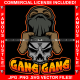 Gang Gang Black Man Ski Mask Skeleton Face Coming Out Mask Horror Hip Hop Rap Rapper Plug Trap Street Hood Ghetto Thug Hustler Flex Drip Famous Hustle Quote Art Graphic Design Logo T-Shirt Print Printing JPG PNG SVG Vector Cut File