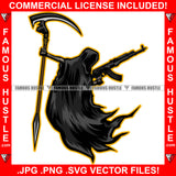 Street Demon Grim Reaper No Face Machine Gun Death Scythe Black Hip Hop Rap Rapper Plug Trap Street Hood Ghetto Swag Thug Hustler Hustling Famous Hustle Baller Trapper Art Graphic Design Logo T-Shirt Print Printing JPG PNG SVG Vector Cut File