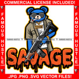 Savage Dripping Drip Gangster Teddy Bear Smoking Cigar Cigarette Marijuana Pot Blunt Sunglasses Machine Gun Hip Hop Rap Plug Trap Street Hood Ghetto Swag Thug Drip Boss Quote Art Graphic Design Logo T-Shirt Print Printing JPG PNG SVG Vector Cut File