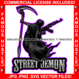Street Demon Grim Reaper No Face Machine Gun Death Scythe Black  Hip Hop Rap Rapper Plug Trap Street Hood Ghetto Swag Thug Hustler Hustling Famous Hustle Baller Trapper Quote Art Graphic Design Logo T-Shirt Print Printing JPG PNG SVG Vector Cut File