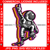 Stay Humble Famous Hustle Astronaut In Outer Space Suit Stakeboard Playing Hip Hop Rap Rapper Plug Trap Street Hood Ghetto Swag Thug Hustler Hustling Baller Trapper Art Graphic Design Logo T-Shirt Print Printing JPG PNG SVG Vector Cut File