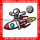 Hustle Male Astronaut In Space Suit Sitting On Rocket In Outer Space Boy Near Planet Moon Spaceman Astronomy Hip Hop Rap Rapper Hustler Hustling Famous Hustle Artwork Art Graphic Design Logo T-Shirt Print Printing JPG PNG SVG Vector Cut File