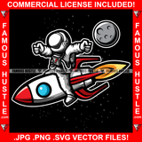 Hustle Male Astronaut In Space Suit Sitting On Rocket In Outer Space Boy Near Planet Moon Spaceman Astronomy Hip Hop Rap Rapper Hustler Hustling Famous Hustle Artwork Art Graphic Design Logo T-Shirt Print Printing JPG PNG SVG Vector Cut File