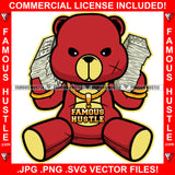 Gangster Teddy Bear Gold Chain Necklace Chain Two Money Stacks Cash Phone Rich Hip Hop Rap Rapper Plug Trap Street Hood Ghetto Thug Hustler Hustling Drip Boss Famous Hustle Rich Art Graphic Design Logo T-Shirt Print Printing JPG PNG SVG Vector Cut File