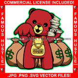 Paper Chaser Gangster Red Teddy Bear Scar Face Gold Jewelry Cash Stack Cell Phone Money Bags Hip Hop Rap Plug Trap Ghetto Swag Thug Famous Hustle Baller Trapper Art Graphic Design Logo T-Shirt Print Printing JPG PNG SVG Vector Cut File