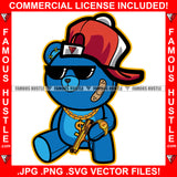 Thug Gangster Teddy Bear Gold Dollar Sign Necklace Jewelry Pistol Gun Watch Cap Sunglasses Hip Hop Rap Rapper Hood Ghetto Swag Hustler Hustling Famous Hustle Baller Trapper Art Graphic Design Logo T-Shirt Print Printing JPG PNG SVG Vector Cut File