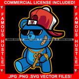 Thug Gangster Teddy Bear Gold Dollar Sign Necklace Jewelry Pistol Gun Watch Cap Sunglasses Hip Hop Rap Rapper Hood Ghetto Swag Hustler Hustling Famous Hustle Baller Trapper Art Graphic Design Logo T-Shirt Print Printing JPG PNG SVG Vector Cut File