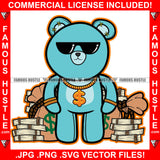 Talk Money Gangster Teddy Bear Sunglasses Cash Bags Bundles Gold Dollar Sign Necklace Hip Hop Rap Rapper Ghetto Swag Thug Famous Hustle Baller Trapper Art Graphic Design Logo T-Shirt Print Printing JPG PNG SVG Vector Cut File