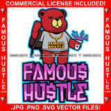 Famous Hustle Gangster Teddy Bear Purple Drink Drank Lean Cup Shoulder Bag Backpack Tattoo Hip Hop Rap Hustler Boss Drip Swag Trap Hood Thug Gang Street Mob Ghetto Cartoon Quote Art Graphic Design Logo T-Shirt Print Printing JPG PNG SVG Vector Cut File