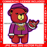 Trap King Gangster Red Teddy Bear Cigar Gold Jewelry Necklace Hip Hop Rap Rapper Plug Trap Street Hood Ghetto Swag Thug Hustler Hustling Famous Hustle Baller Trapper Art Graphic Design Logo T-Shirt Print Printing JPG PNG SVG Vector Cut File